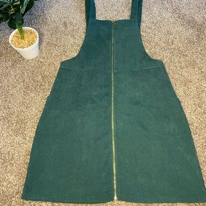 Zipper Corduroy Overall Dress